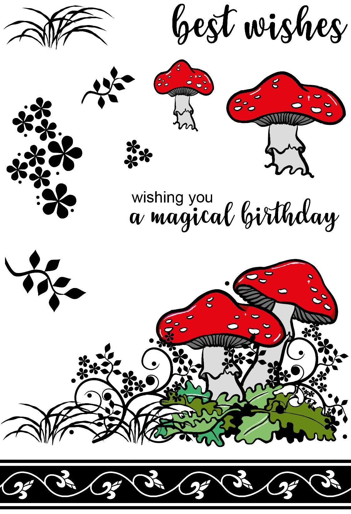Creative Expressions Designer Boutique Woodland Walk Collection Tiptoe Amongst The Toadstools A6 Clear Stamp Set-4