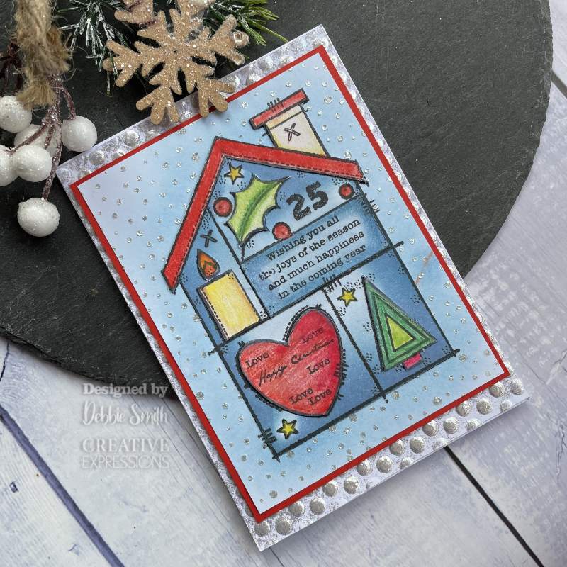 Woodware Clear Singles Christmas House 4 in x 6 in Stamp-4
