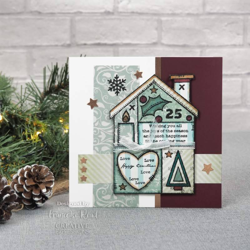 Woodware Clear Singles Christmas House 4 in x 6 in Stamp-5