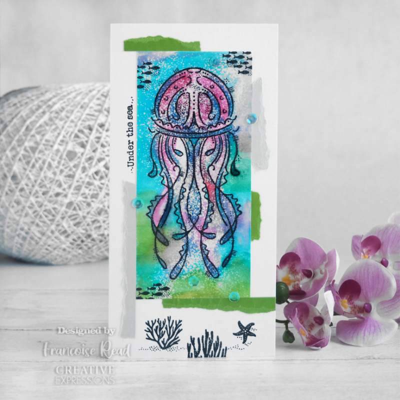 Woodware Clear Singles Jelly Fish 8 in x 2.6 in Stamp-2