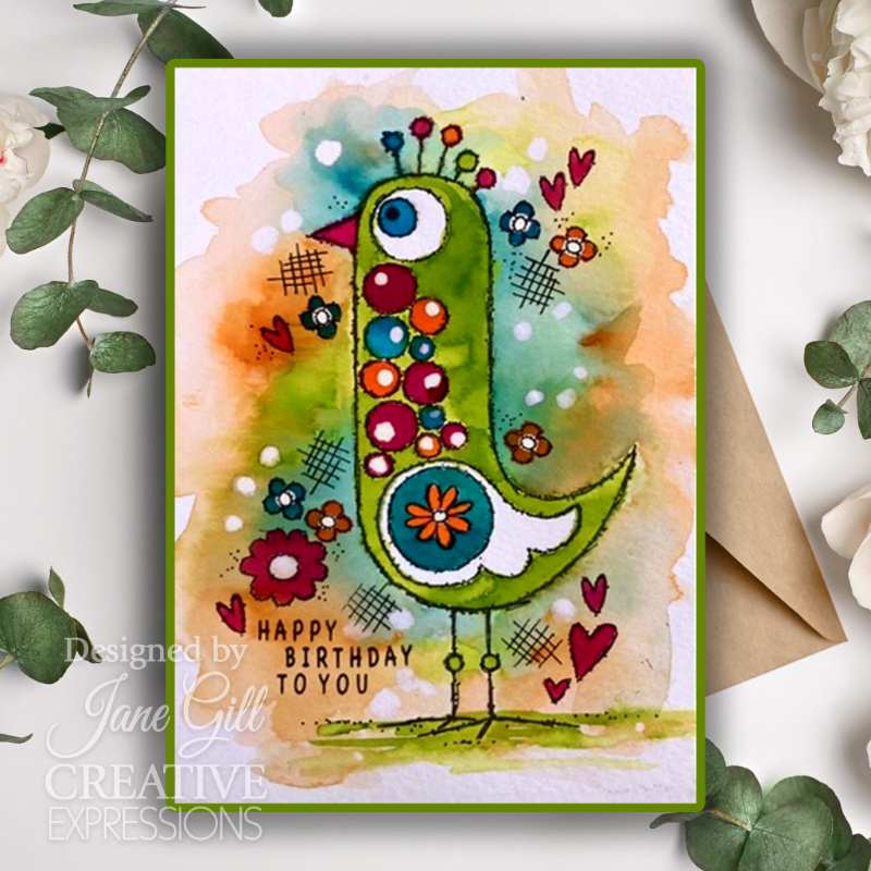 Woodware Clear Singles Bubble Birds Lina 4 in x 6 in Stamp Set-7