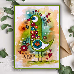 Woodware Clear Singles Bubble Birds Lina 4 in x 6 in Stamp Set-7