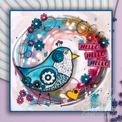 Woodware Clear Singles Bubble Birds Diego 4 in x 6 in Stamp Set-4