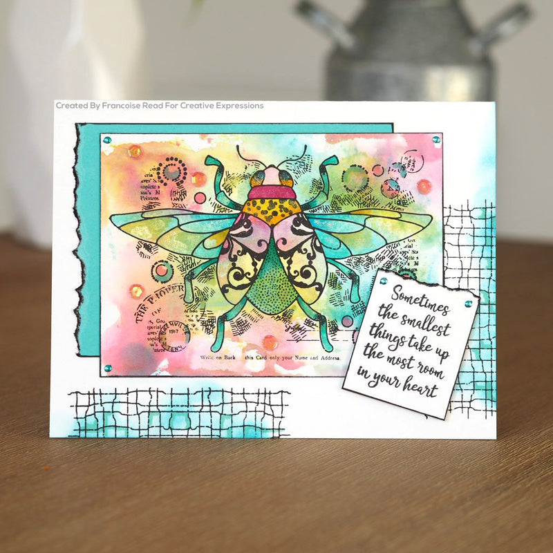 Woodware Clear Singles Dancing Beetle 4 in x 6 in Stamp-2