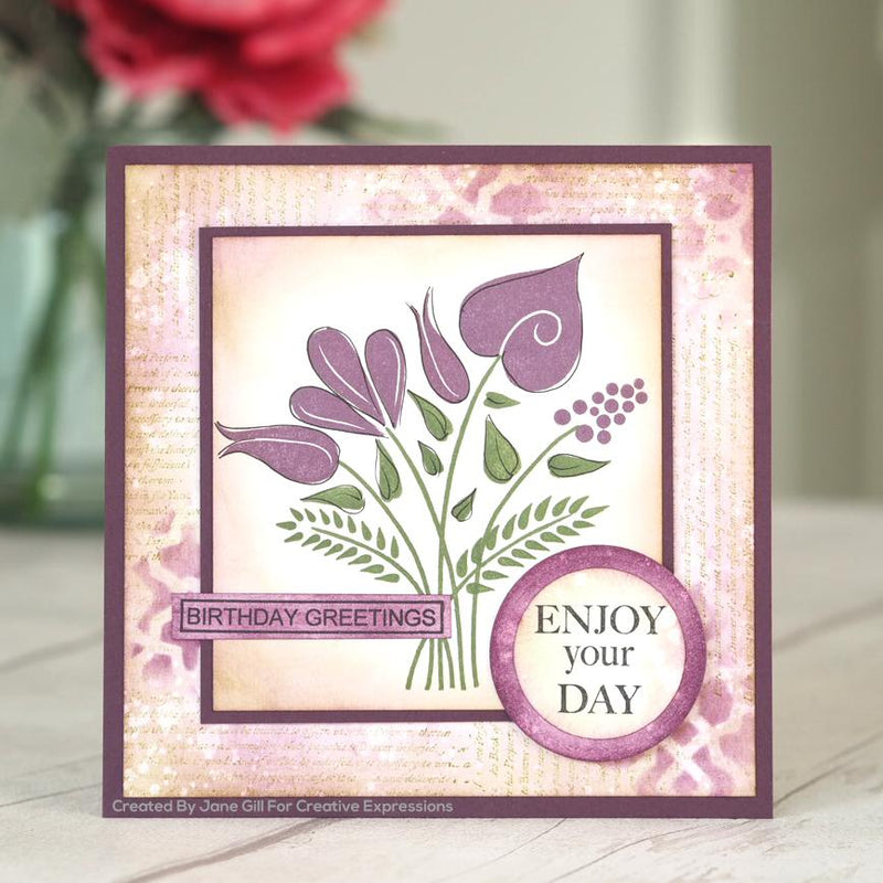 Woodware Clear Singles Fantasy Flower Set 4 in x 6 in Stamp-2