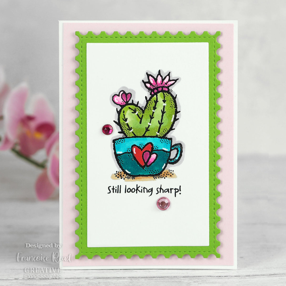 Woodware Clear Singles Heart Cactus 3.8 in x 2.6 in Stamp-2