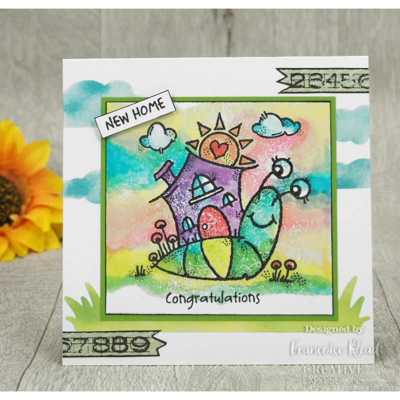 Woodware Clear Singles Happy House Snail 4 in x 4 in Stamp-4
