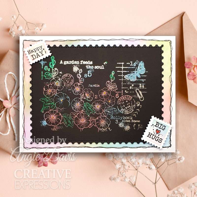 Woodware Clear Singles Hollyhocks 4 in x 6 in Stamp Set-19