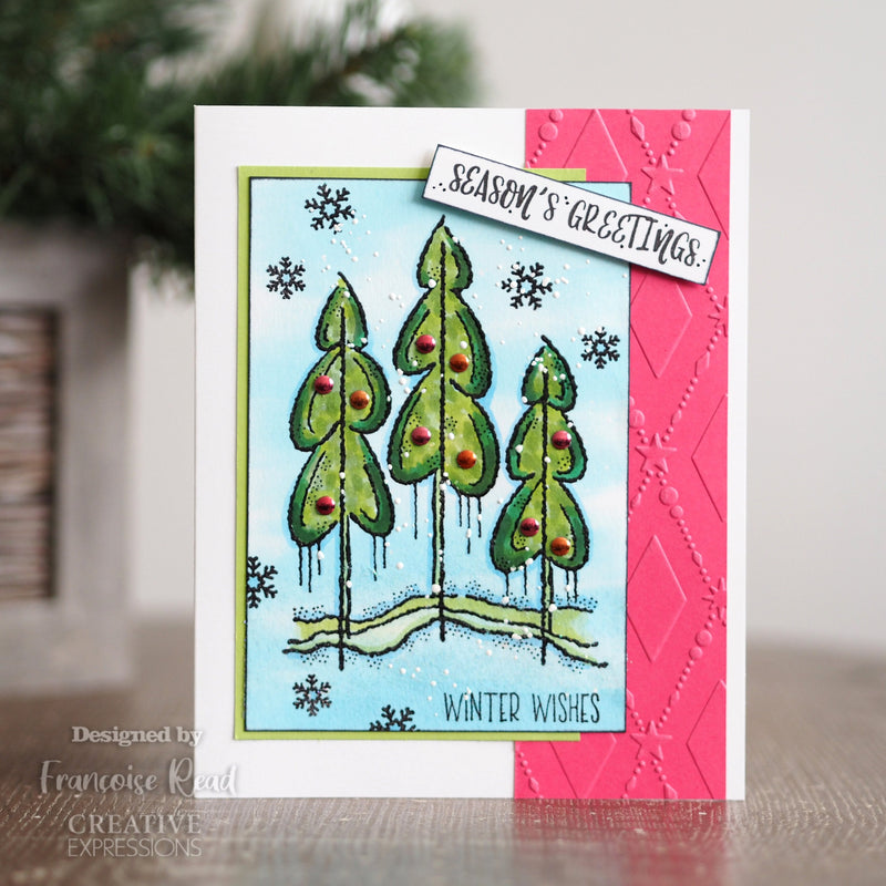 Woodware Clear Singles Winter Trees 4 in x 6 in Stamp-3