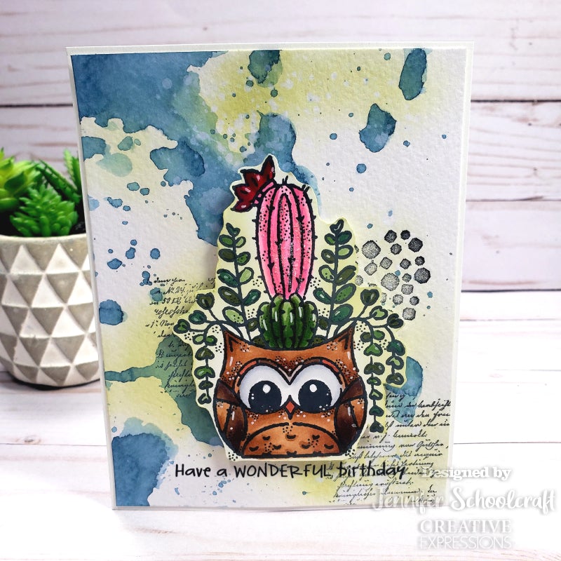 Woodware Clear Singles Owl Planter 4 in x 4 in Stamp-4