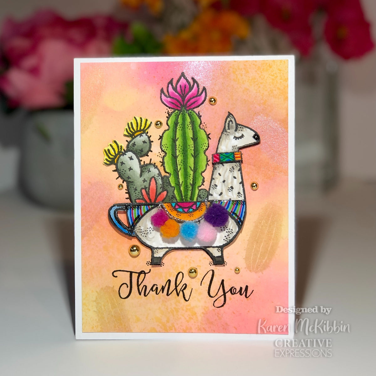 Woodware Clear Singles Llama Planter 4 in x 4 in Stamp-4