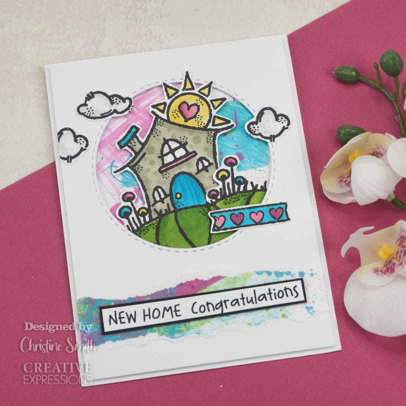 Woodware Clear Singles Happy House Snail 4 in x 4 in Stamp-5