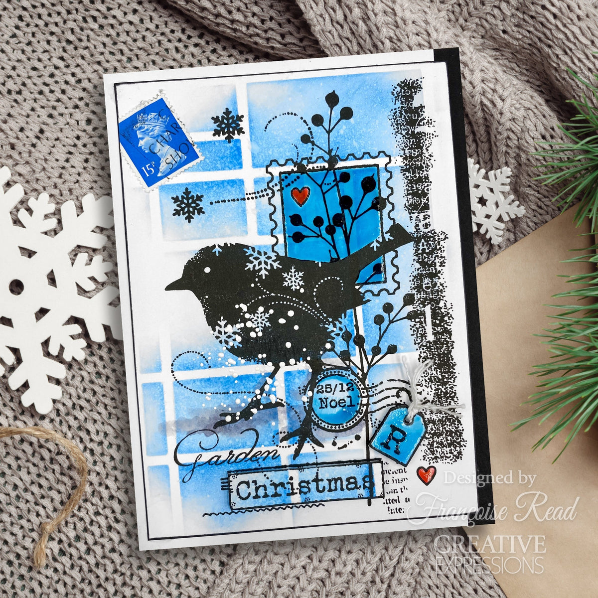 Tampon Woodware Clear Singles Étiquettes de Noël Scrapbooking 3 po x 4 po-9