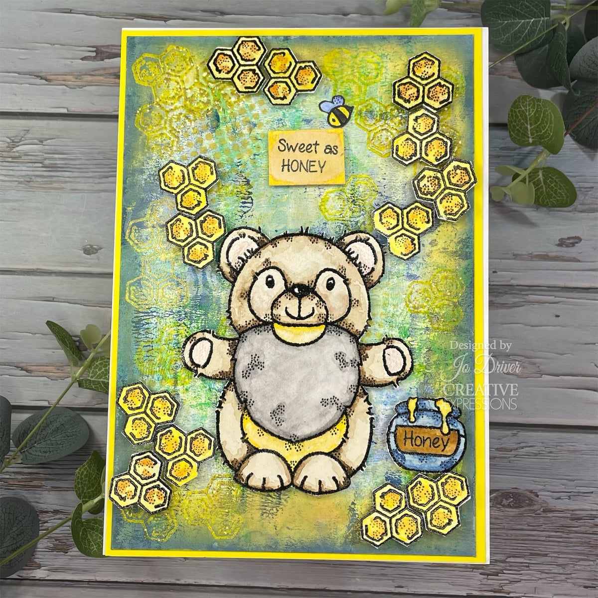 Set de sellos Woodware Clear Singles Honey Bear Gnome de 4 pulg x 6 pulg-4