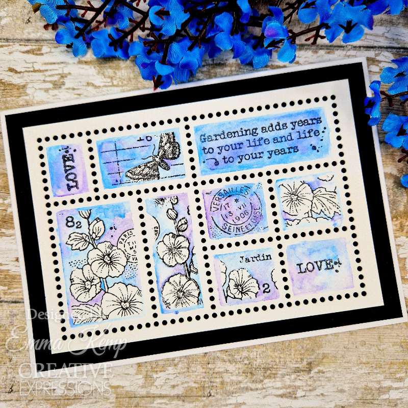 Woodware Clear Singles Hollyhocks 4 in x 6 in Stamp Set-5