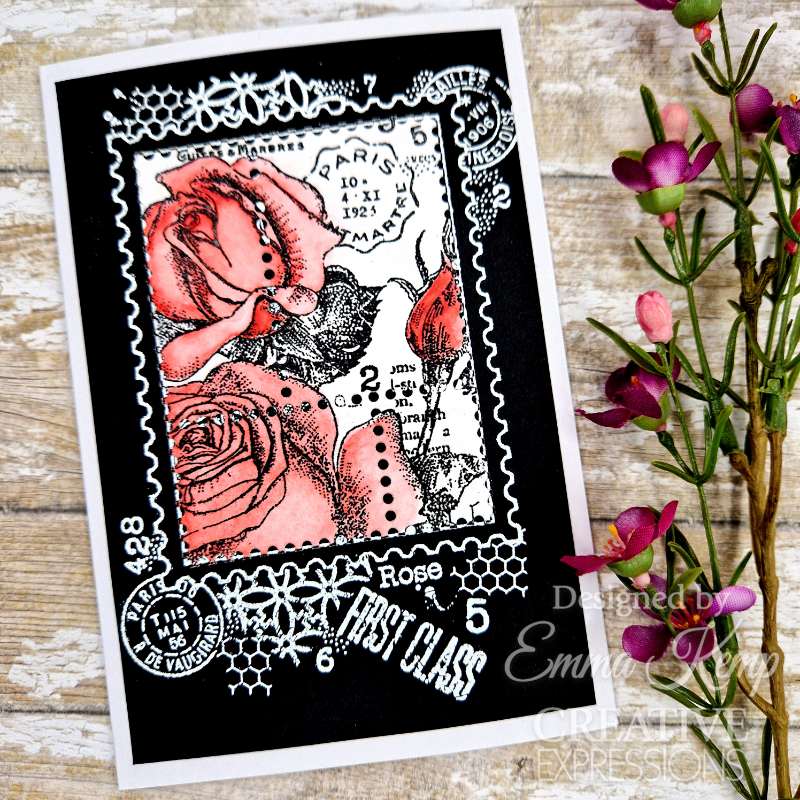 Woodware Clear Singles Postal Rose 4 in x 6 in Stamp Set-2