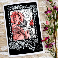 Woodware Clear Singles Postal Rose 4 in x 6 in Stamp Set-2