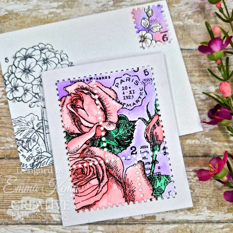 Woodware Clear Singles Postal Rose 4 in x 6 in Stamp Set-4