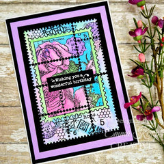 Woodware Clear Singles Postal Rose 4 in x 6 in Stamp Set-5