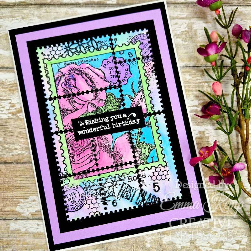 Woodware Clear Singles Postal Rose 4 in x 6 in Stamp Set-5