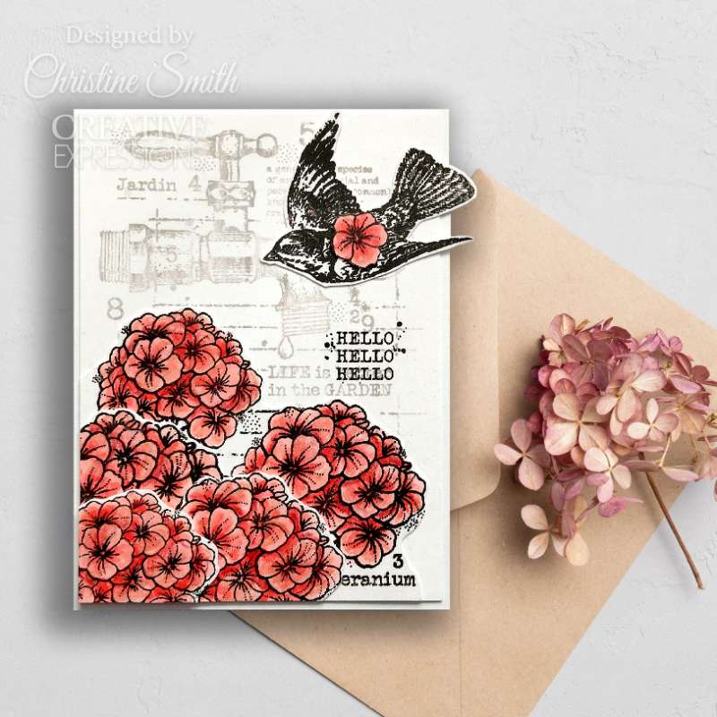 Set de sellos Woodware Clear Singles Geraniums de 4 pulg. x 6 pulg.-4