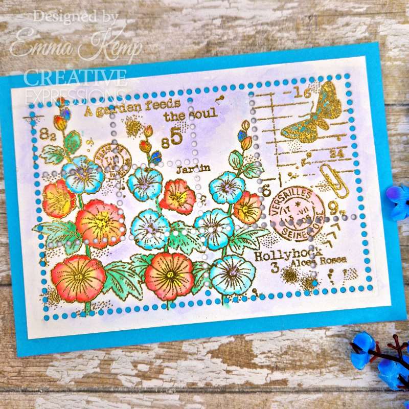 Woodware Clear Singles Hollyhocks 4 in x 6 in Stamp Set-8