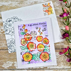 Woodware Clear Singles Hollyhocks 4 in x 6 in Stamp Set-12