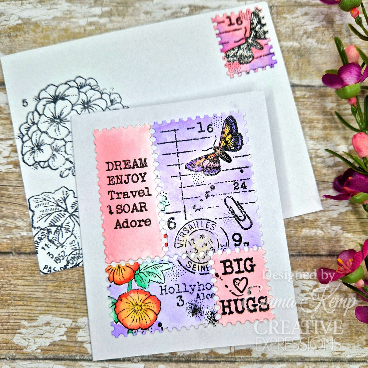 Woodware Clear Singles Hollyhocks 4 in x 6 in Stamp Set-13