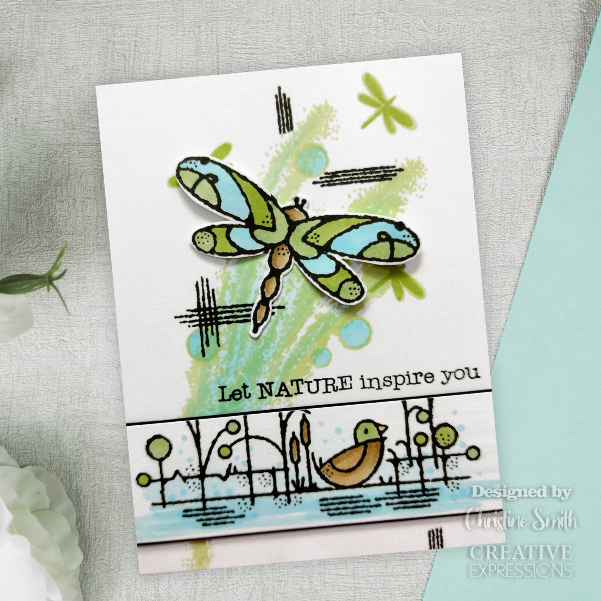 Woodware Clear Singles Dragonfly Pond 4 in x 6 in Stamp-2