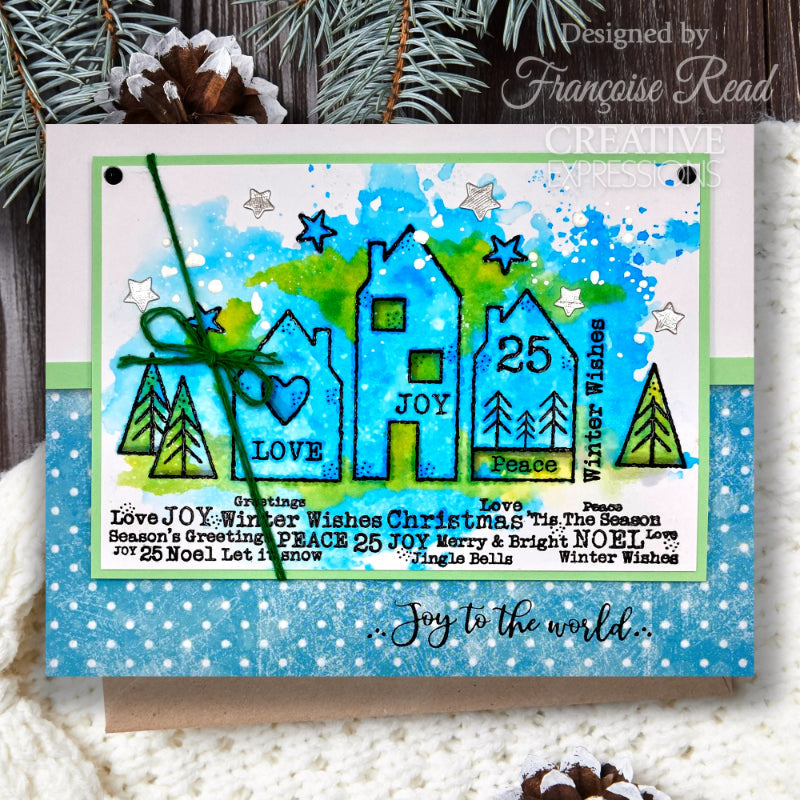 Woodware Clear Singles Nordic Houses 3 in x 4 in stamp Set-7