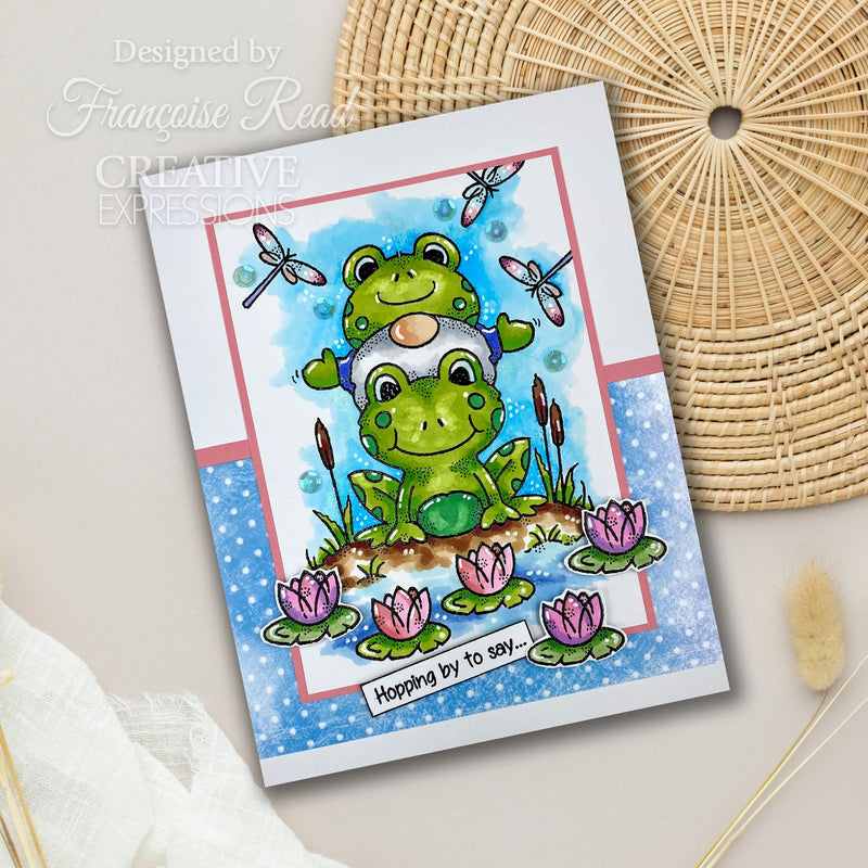 Woodware Clear Singles Hopping Gnome 4 in x 6 in Stamp Set-2