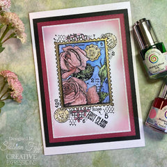 Woodware Clear Singles Postal Rose 4 in x 6 in Stamp Set-9