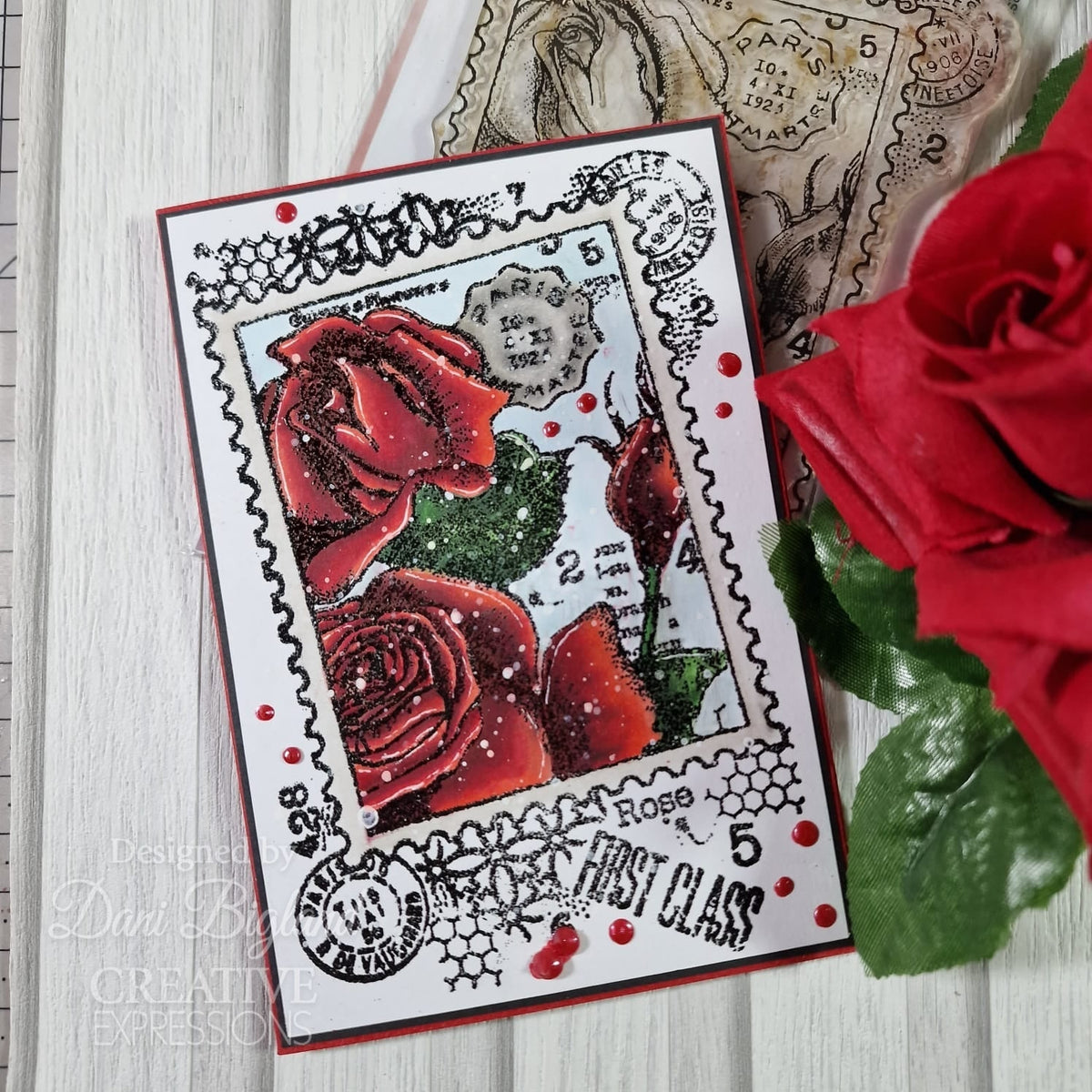 Woodware Clear Singles Postal Rose 4 in x 6 in Stamp Set-10