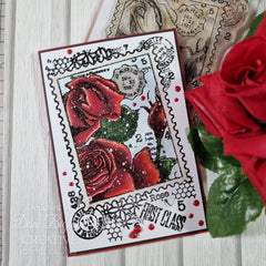 Woodware Clear Singles Postal Rose 4 in x 6 in Stamp Set-10