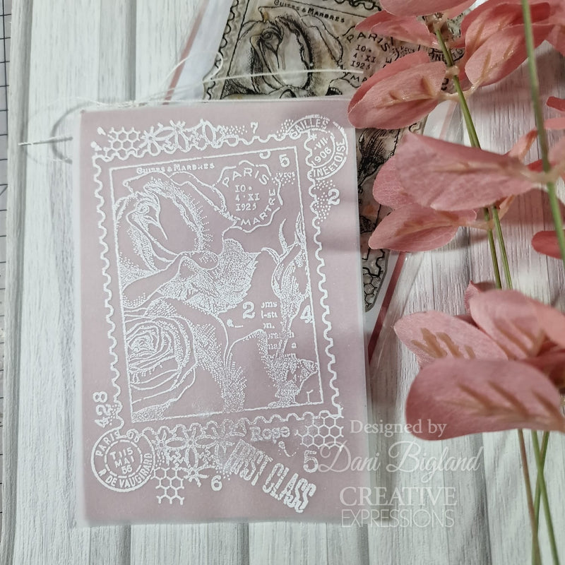 Woodware Clear Singles Postal Rose 4 in x 6 in Stamp Set-6