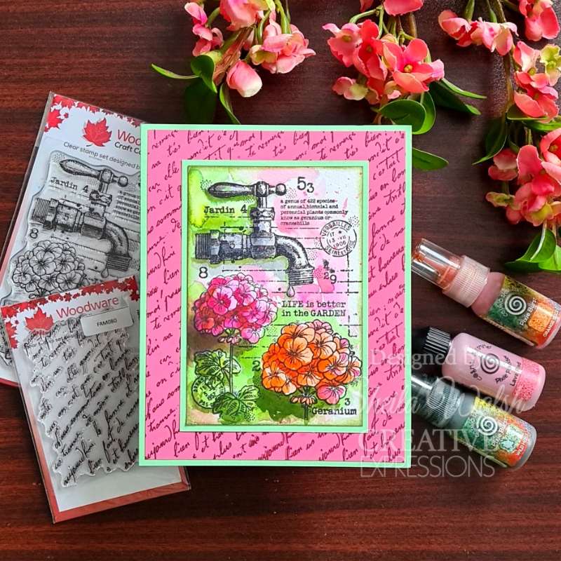 Set de sellos Woodware Clear Singles Geraniums de 4 pulg. x 6 pulg.-6