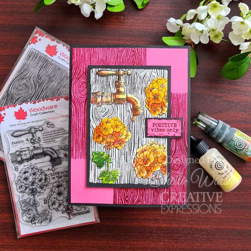 Set de sellos Woodware Clear Singles Geraniums de 4 pulg. x 6 pulg.-9