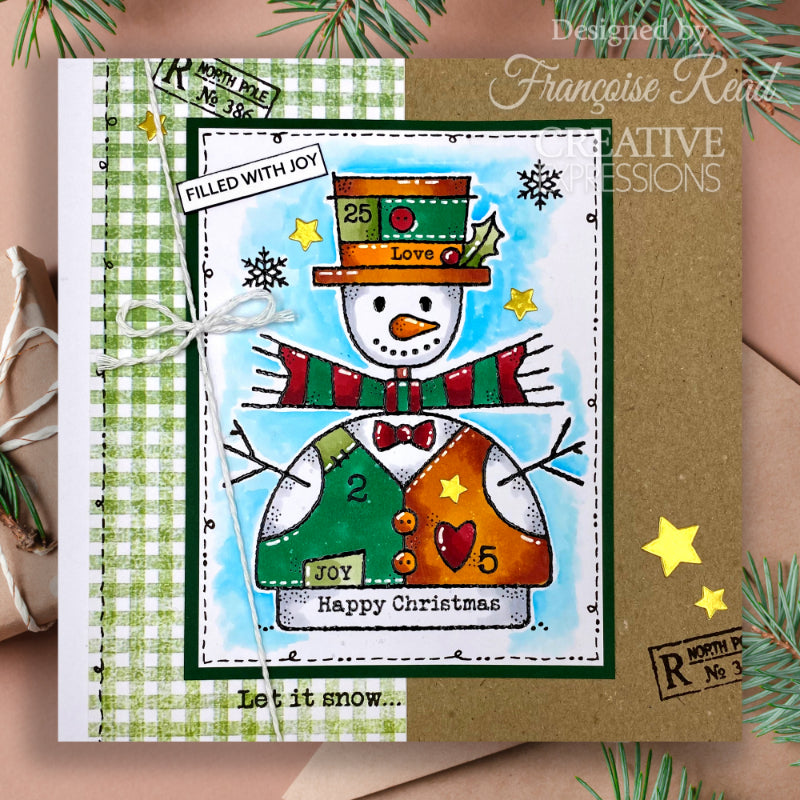 Woodware Clear Singles Wooden Snowman 4 in x 6 in Stamp Set-6