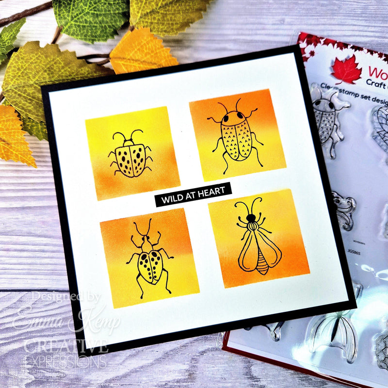 Tampon en silicone Woodware Clear Singles Bug Doodles 10 x 15 cm-11