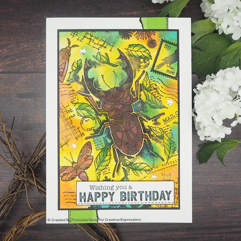 Woodware Clear Singles Stag Beetle 4 in x 6 in Stamp-3