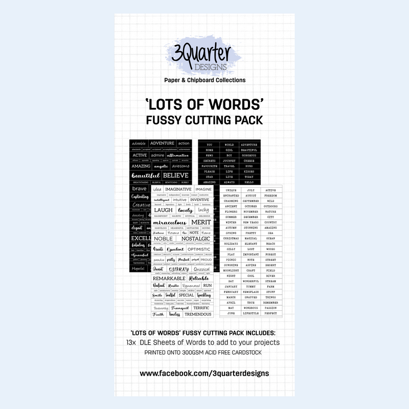 3Quarter Designs Fussy Cutting Pack - Lots of Words-1
