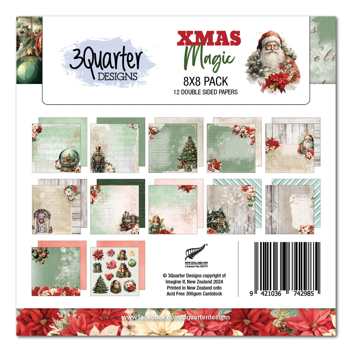 3Quarter Designs Xmas Magic 8x8 Paper Pack-1