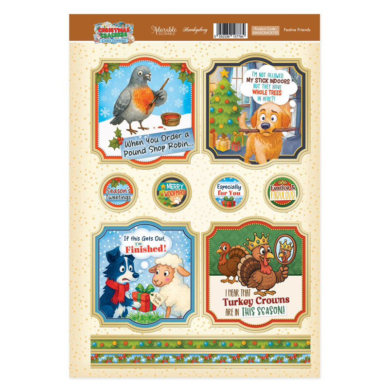 Christmas Crackers Topper Sheet - Festive Friends-1