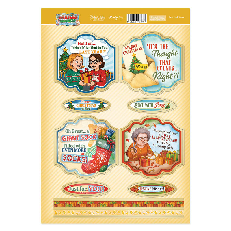 Christmas Crackers Topper Sheet - Sent with Love-1