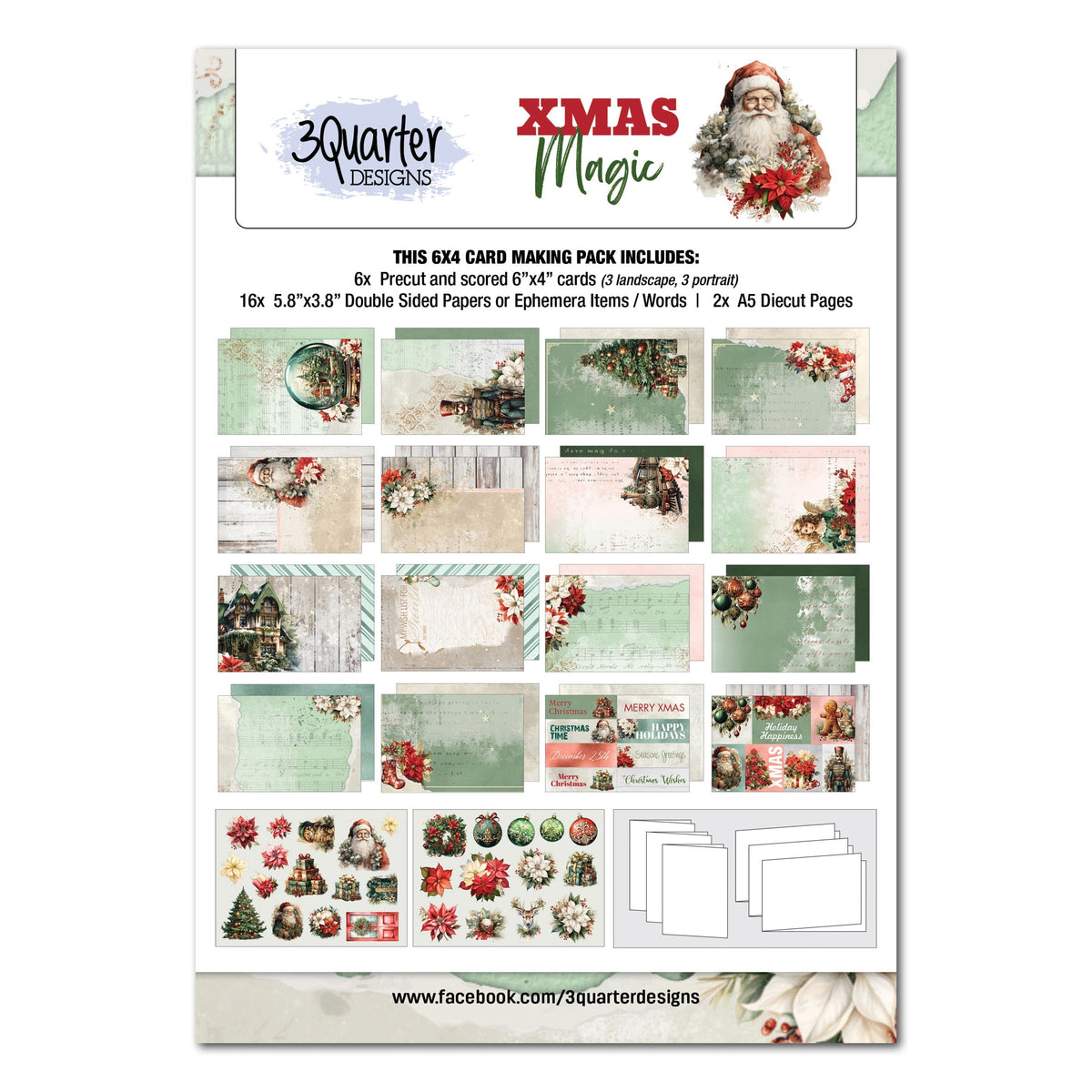 3Quarter Designs Pack de Cartes Magie de Noël 6x4-1