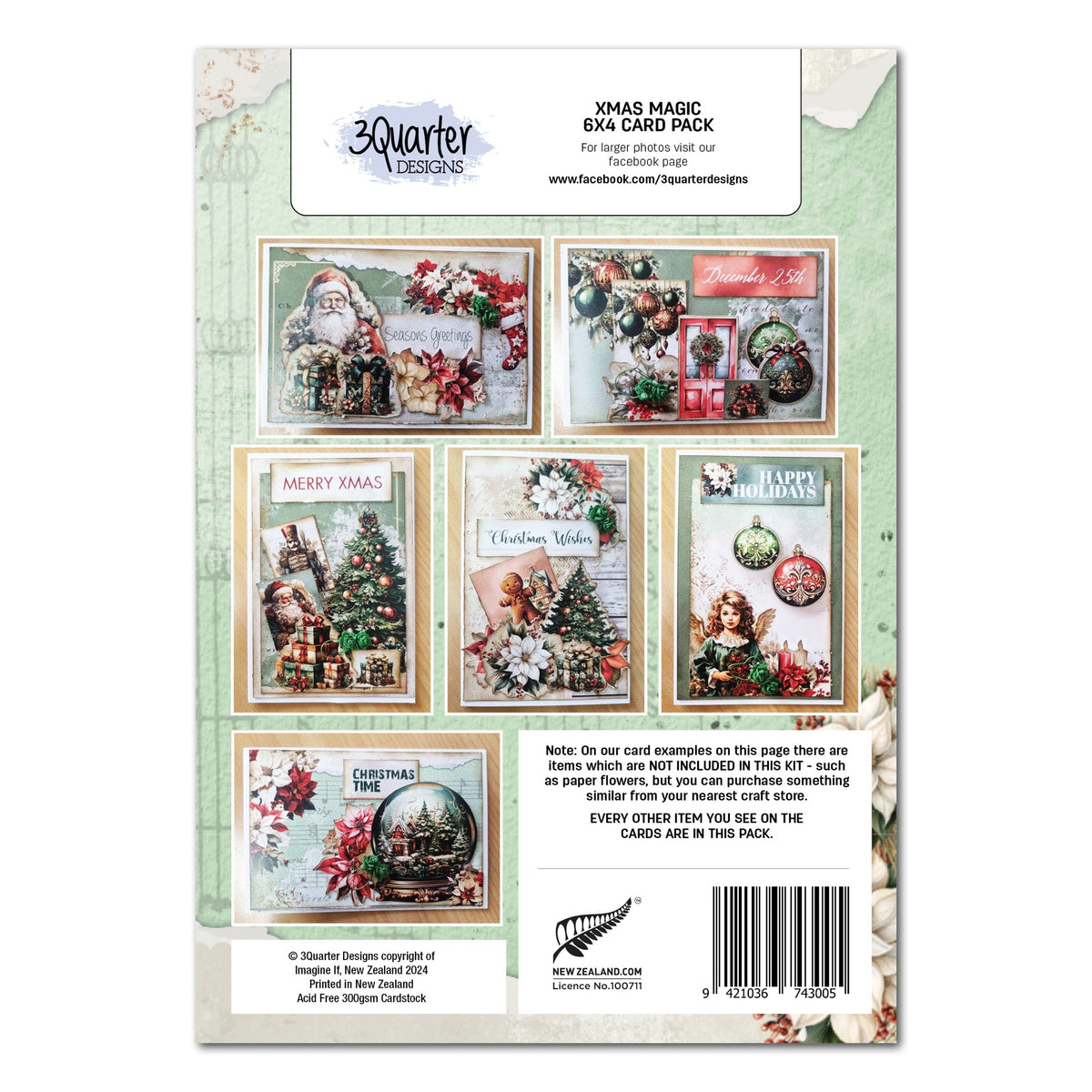 3Quarter Designs Pack de Cartes Magie de Noël 6x4-2