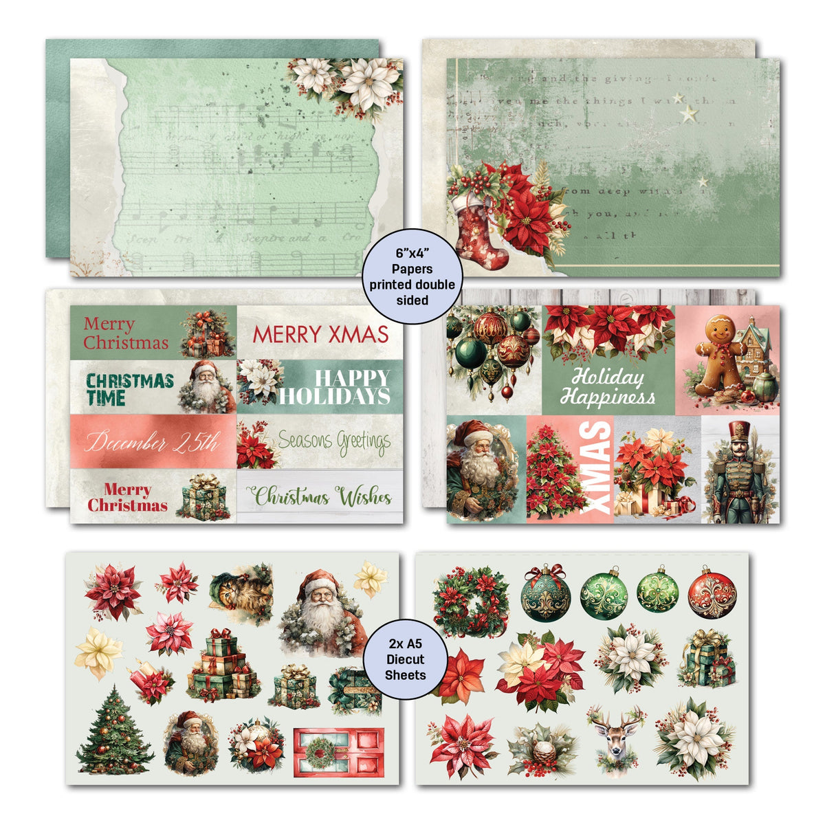 3Quarter Designs Pack de Cartes Magie de Noël 6x4-5