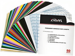 XVinyl Permanent Adhesive Vinyl Sheets Multi Color Starter Pack  (50-12" x 12" Sheets)-1