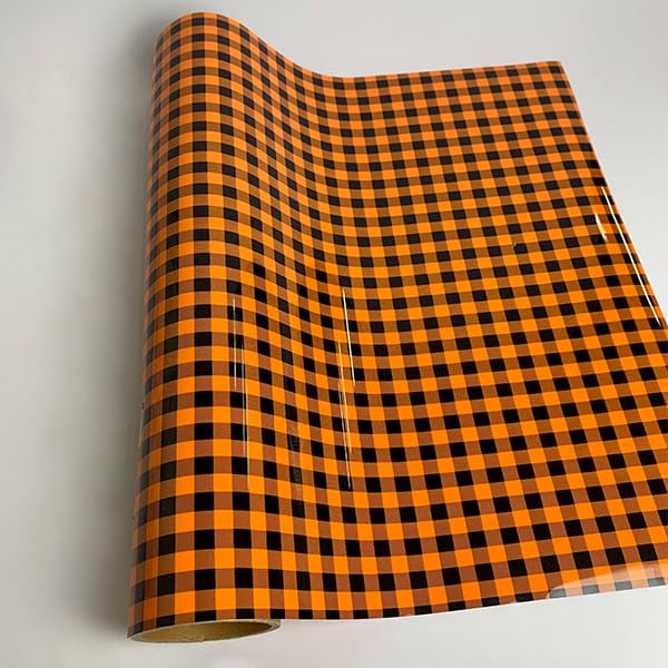 XVinyl HTV Buffalo Plaid Orange Pattern-1