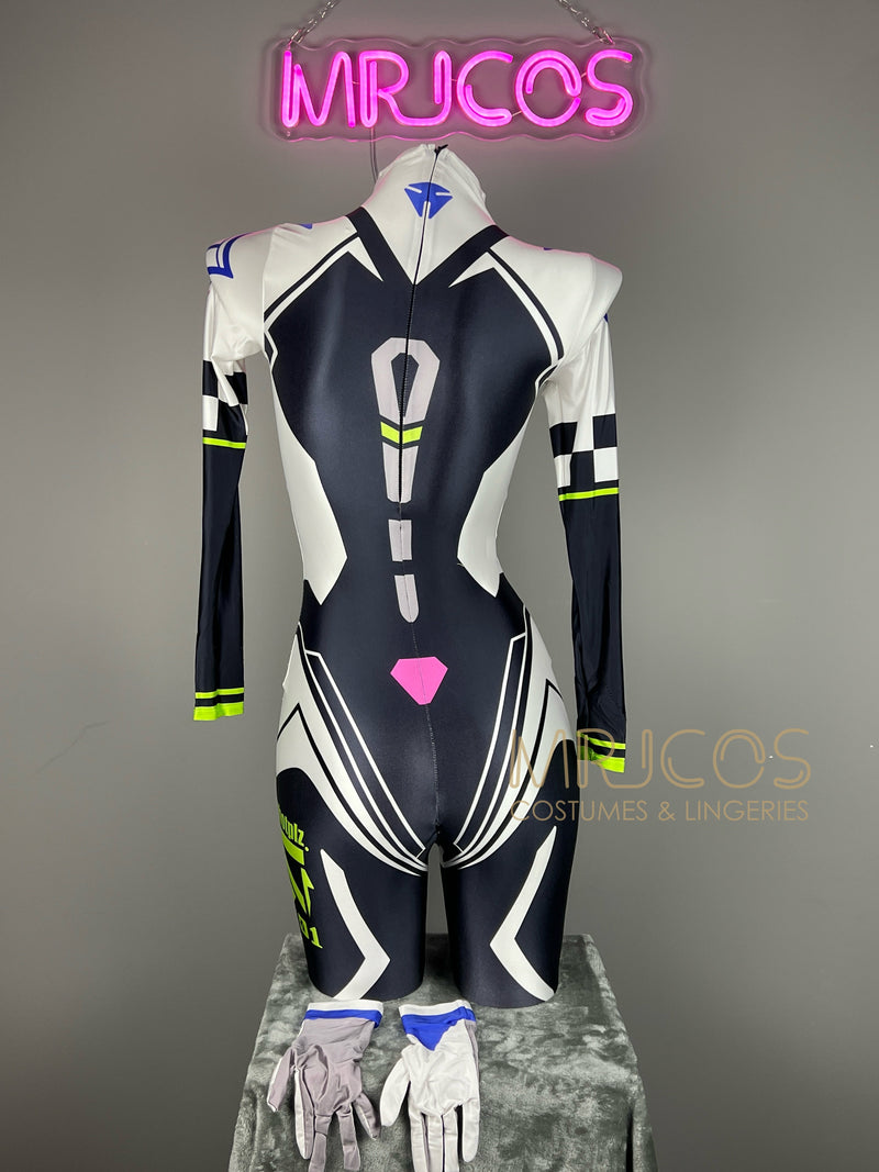 Cyberpunk Open Crotch Sci-Fi Spandex Racing Suit & Race Queen Cosplay Bodysuit-3